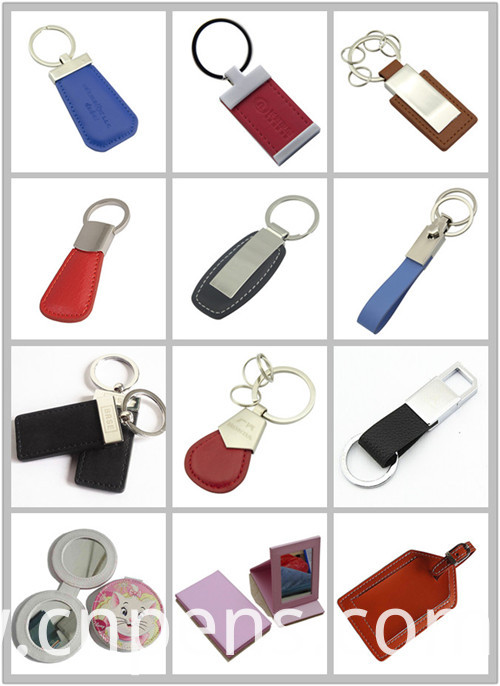 Promotion Printing Stamp Logo Metal Key Ring Leather Keychain (F3028B)